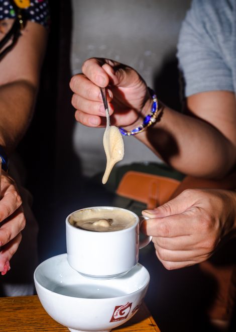 It wouldn't be a Hanoi food tour without the creamy famed egg coffee