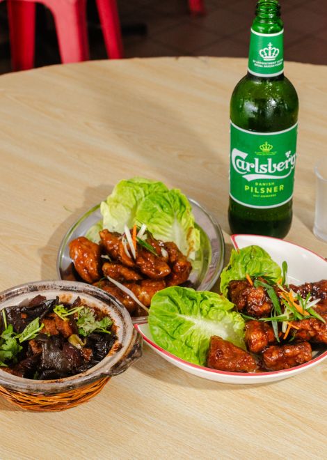 Hakka-style fried pork and Guiness stout chicken