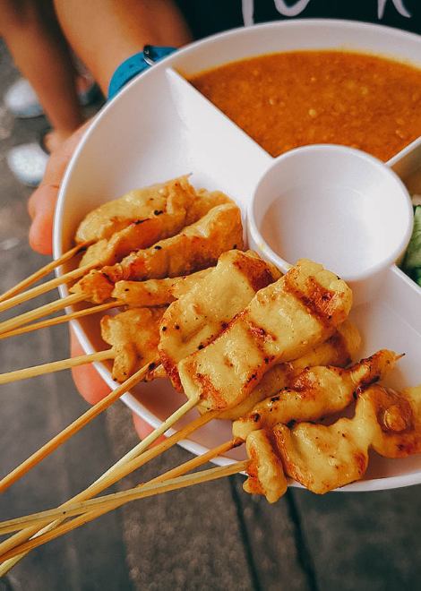 Coconut chicken with rich satay and ajat relish