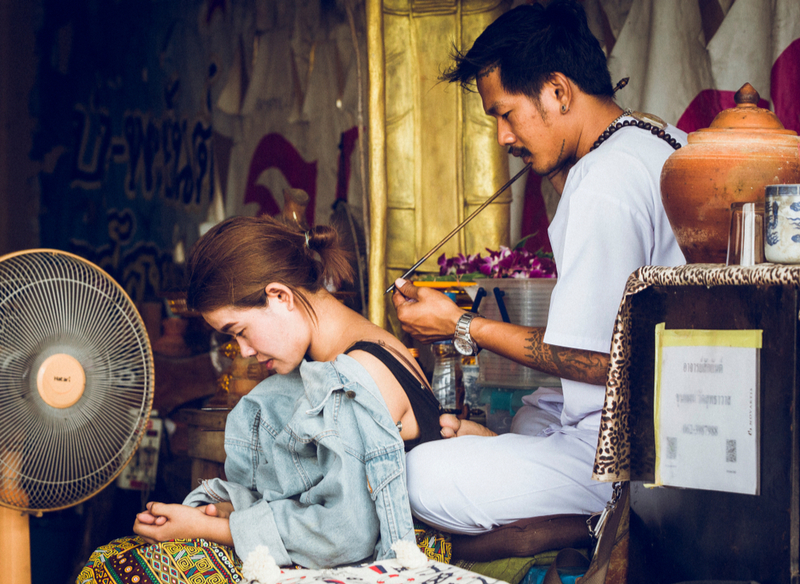 sak yant tattoo in Bangkok - ajarn